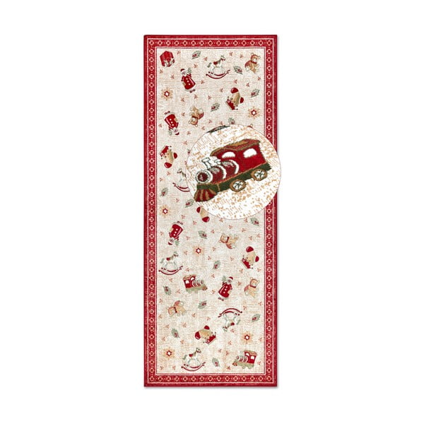 Sarkans celiņa paklājs ar Ziemassvētku motīvu no kokvilnas maisījuma 80x200 cm Toy's Delight Red Christmas – Villeroy&Boch