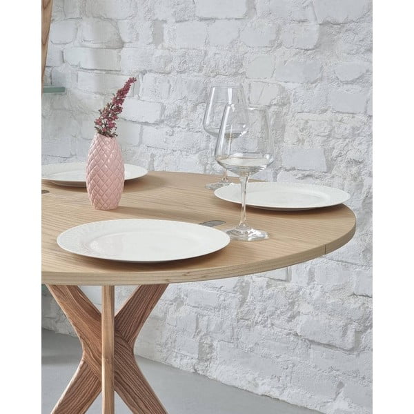 Apaļš izvelkams ēdamgalds ar oškoka imitācijas galda virsmu 45x90 cm Jubi – Ragaba-image-4