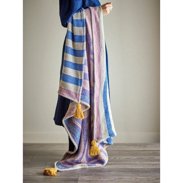 Zils pleds no kokvilnas maisījuma 130x160 cm Arlie – Bloomingville-image-2