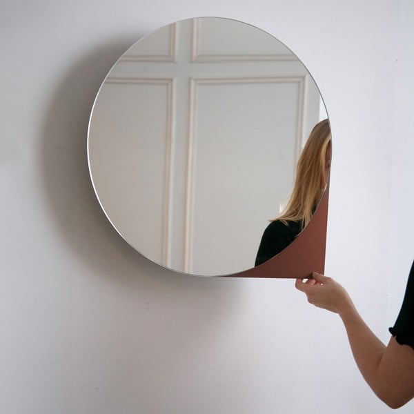 Terakotas oranžs metāla piekarams/ar spoguli vannas istabas skapis 55x55 cm Sonnet – Spinder Design-image-2