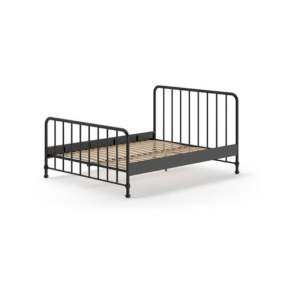 Melna metāla divvietīga gulta ar redelēm 160x200 cm BRONXX – Vipack-image-2
