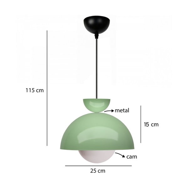 Zaļa piekaramā lampa ar metāla abažūru ø 25 cm Arta – Opviq lights-image-2