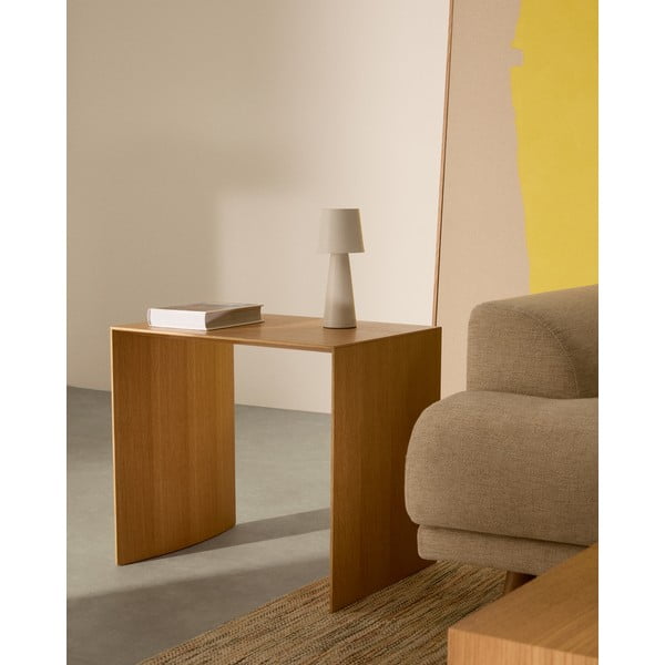 Sānu galdiņš ar ozolkoka imitāciju 40x55 cm Litto – Kave Home-image-2