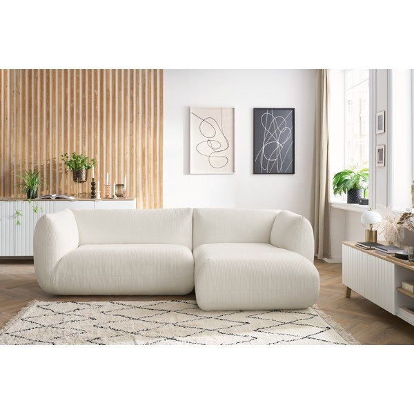 Balts velveta stūra dīvāns (labais stūris) Lecomte – Bobochic Paris-image-1