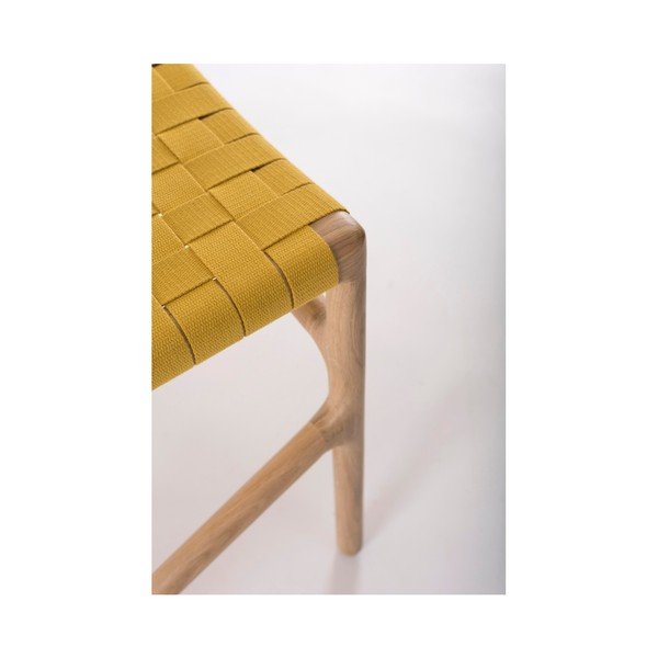 Ēdamistabas krēsls no ozolkoka masīvkoka ar dzeltenu sēdekli Gazzda Fawn-image-2