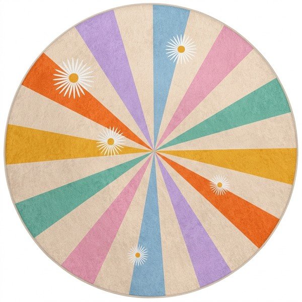 Mazgājams bērnu paklājs ø100 cm Rainbow Daisy – Mila Home