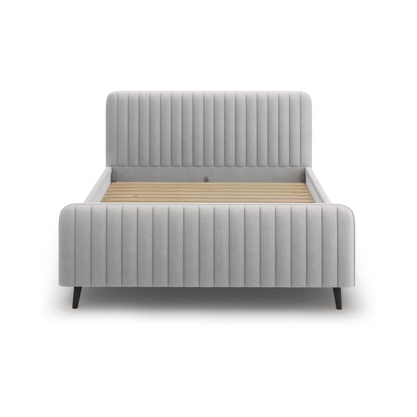 Gaiši pelēka mīksta divguļamā gulta ar režģi 180x200 cm Lily – Micadoni Home-image-2