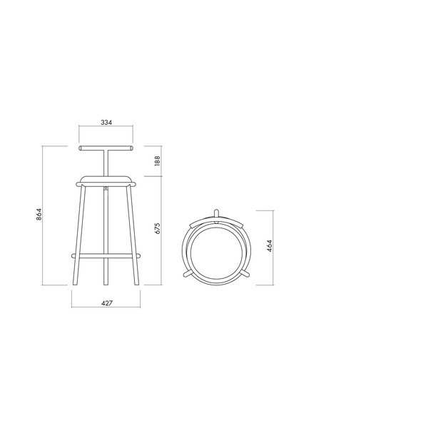 Zils metāla bāra krēsls (sēdekļa augstums 68 cm) Hogo – noo.ma-image-3