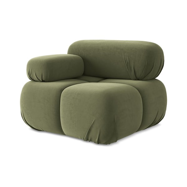 Gaiši zaļa samta modulārā dīvāna daļa (ar kreiso stūri) Lokua – Makamii-image-1