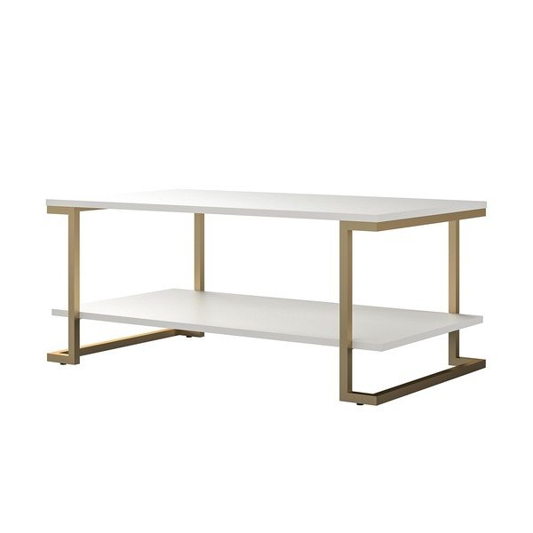 Žurnālgaldiņš baltā un zelta krāsā CosmoLiving by Cosmopolitan Camila, 106 x 45 cm-image-3