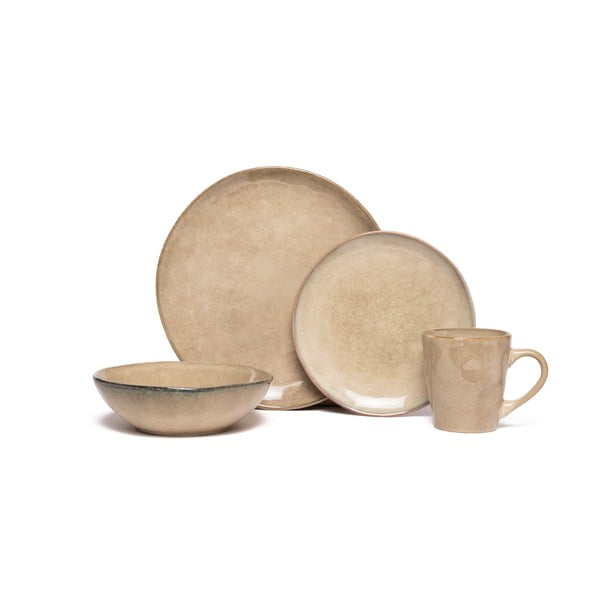 Bēšs keramikas trauku komplekts (24 gab.) Glosia – Bonami Selection