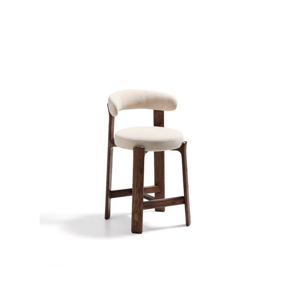 Bēšs/tumša dabīga toņa oša masīvkoka bāra krēsls (sēdekļa augstums 65 cm) Granite – Kave Home