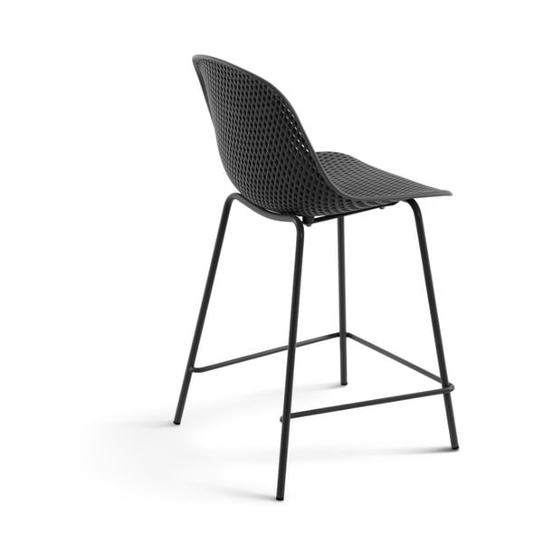 Tumši pelēks metāla/plastmasas dārza bāra krēsls Quinby – Kave Home-image-3