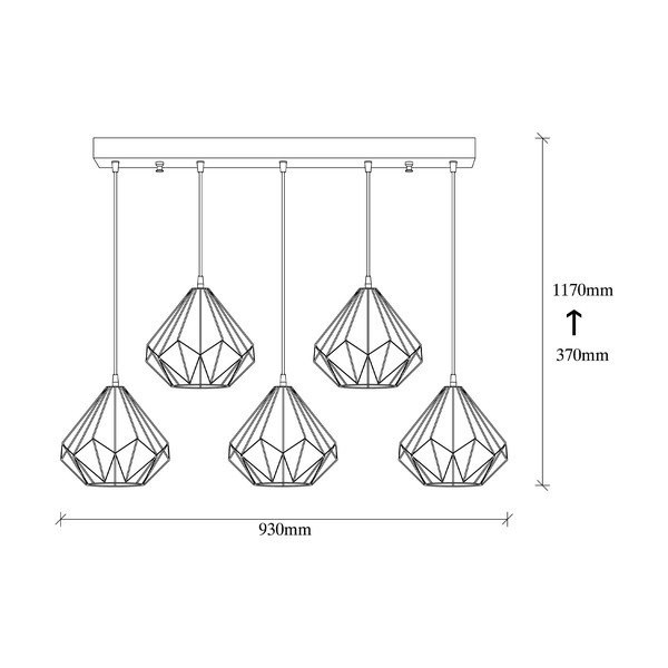 Melna piekaramā lampa ar metāla abažūru Diamond – Opviq lights-image-4