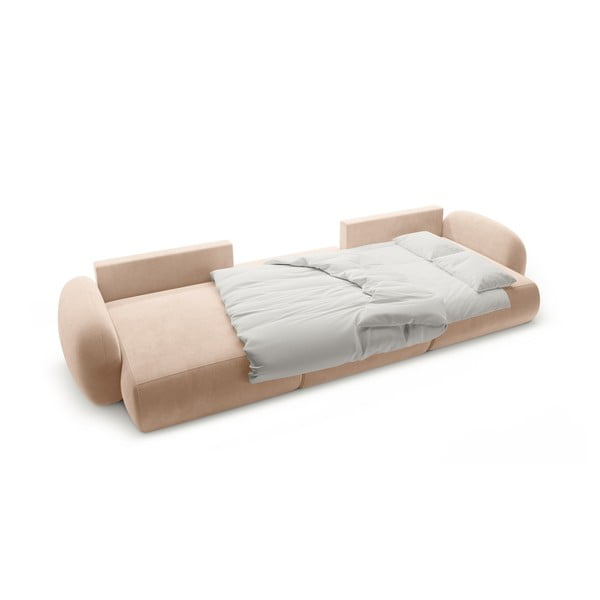 Bēšs samta salokāms/ar uzglabāšanas vietu (U veida) stūra dīvāns Tonale – Cosmopolitan Design-image-3