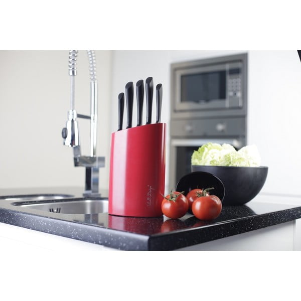 Sarkans statīvs ar pieciem nažiem Vialli Design-image-2