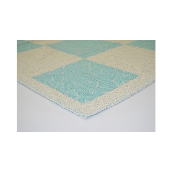 Zils izturīgs paklājs Vitaus Patchwork Turkuaz, 80 x 300 cm-image-1