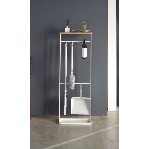 Balts lietussargu statīvs ar koka plauktu Yamazaki Tower-image-1