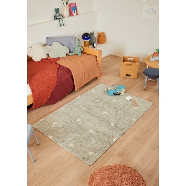 Piparmētru zaļš mazgājams/ar rokām darināts kokvilnas bērnu paklājs 100x150 cm Mini Dot Blue Sage – Lorena Canals-image-3