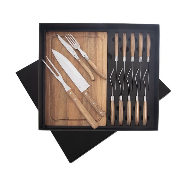 Sudraba krāsas/dabīga toņa nerūsējošā tērauda galda piederumi (15 gab.) – Orion