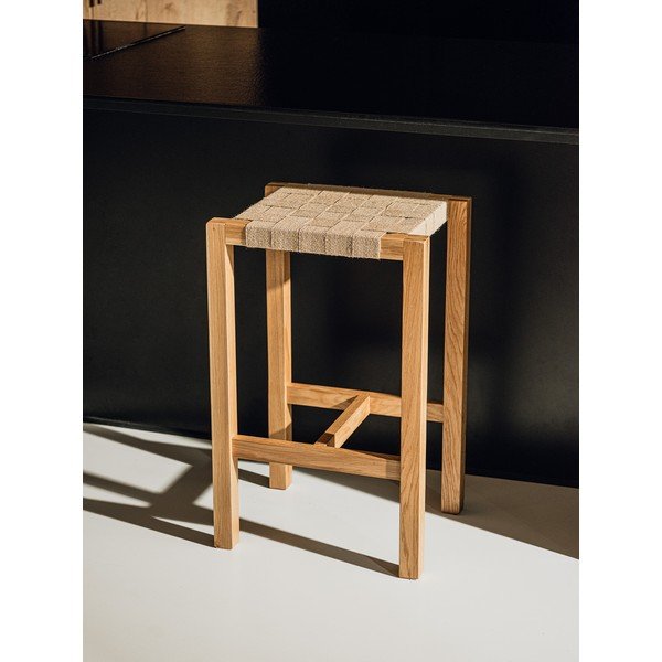 Dabīga toņa ozola masīvkoka bāra taburete (sēdekļa augstums 68 cm) Toli – noo.ma-image-1