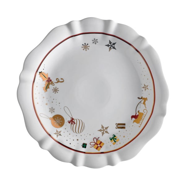 Balts porcelāna šķīvis ar Ziemassvētku motīvu Brandani Alleluia, ⌀ 30 cm