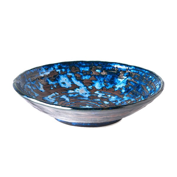 Zils keramikas dziļais šķīvis MIJ Copper Swirl, ø 24 cm