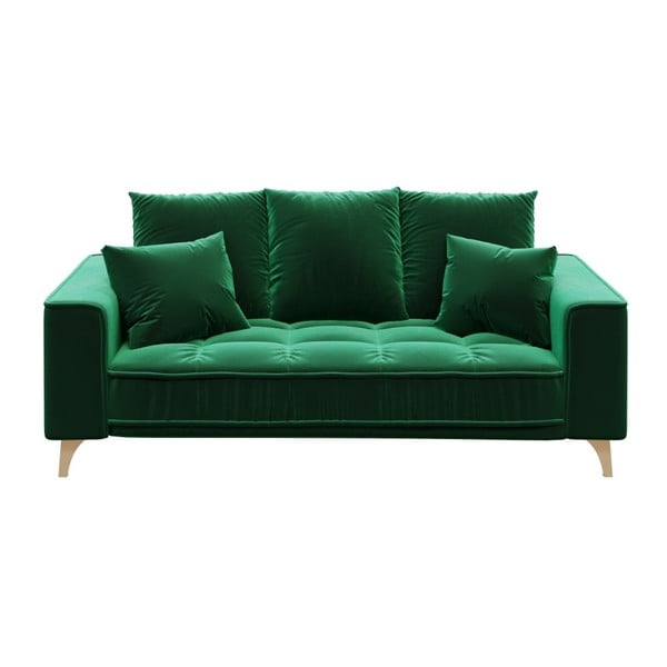 Tumši zaļš samta dīvāns Devichy Chloe, 204 cm