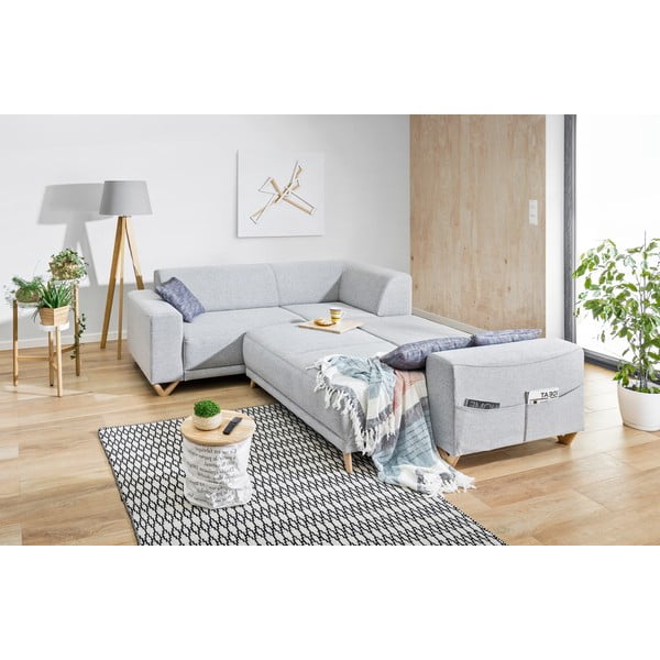 Gaiši pelēks salokāms/ar uzglabāšanas vietu stūra dīvāns (ar kreiso stūri/L veida) Classy Sophie – Miuform-image-4