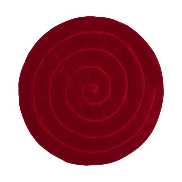 Rubīna sarkans vilnas paklājs Think Rugs Spiral, ⌀ 140 cm
