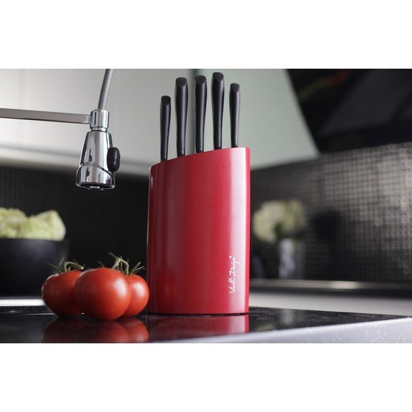 Sarkans statīvs ar pieciem nažiem Vialli Design-image-1