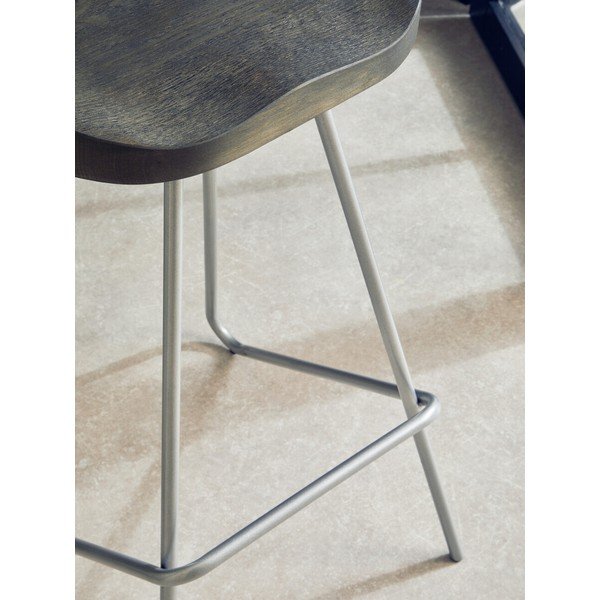 Sudraba krāsas/dabīga toņa gobas masīvkoka bāra taburete (sēdekļa augstums 78 cm) District – Premier Housewares-image-3