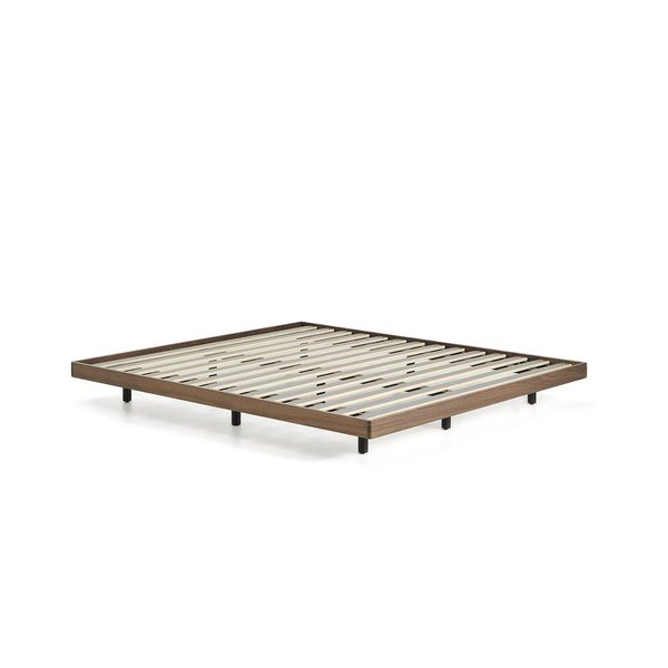 Brūna bērza masīvkoka divvietīga gulta bez galvgaļa ar redelēm 180x200 cm Norlen – Kave Home