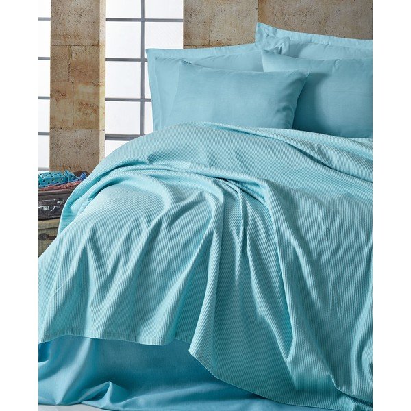 EnLora Home Deportes Baby Blue gultas pārklājs, gultas pārklājs, palagi un 2 spilvendrānas, 200 x 235 cm