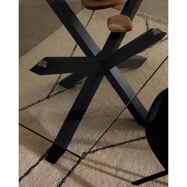 Ēdamgalds ar stikla virsmu un melnu pamatni Kave Home, 160 x 90 cm-image-2