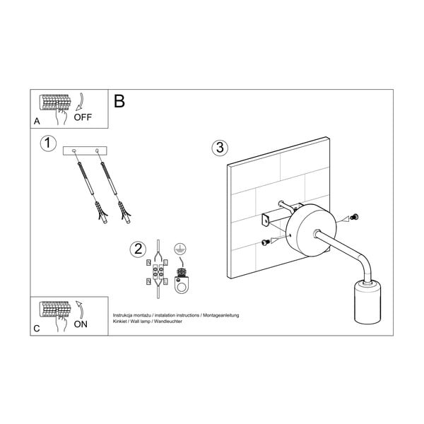 Melna sienas lampa Sollux Donato-image-4