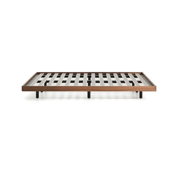 Brūna bērza masīvkoka divvietīga gulta bez galvgaļa ar redelēm 180x200 cm Norlen – Kave Home-image-4