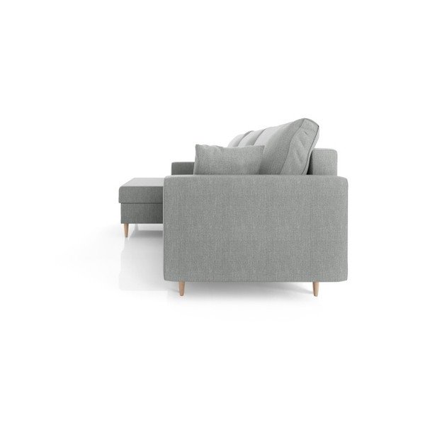 Pelēks izlaižamais stūra dīvāns ar uzglabāšanas vietu Mazzini Sofas Aubrieta, kreisais stūris-image-4