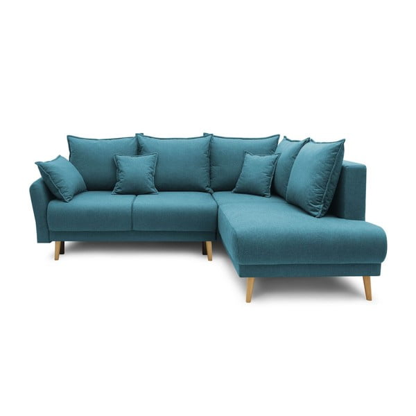 Tirkīza zils dīvāns Bobochic Paris Mia L, labais stūris