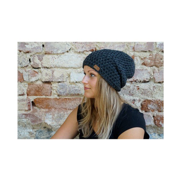 Tumši pelēka ar rokām tamborēta cepure DOKE Night-image-4