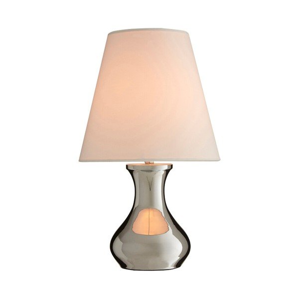 Krēmkrāsas/sudraba krāsas metāla galda lampa ar auduma abažūru (augstums 36 cm) Nell – Premier Housewares-image-1
