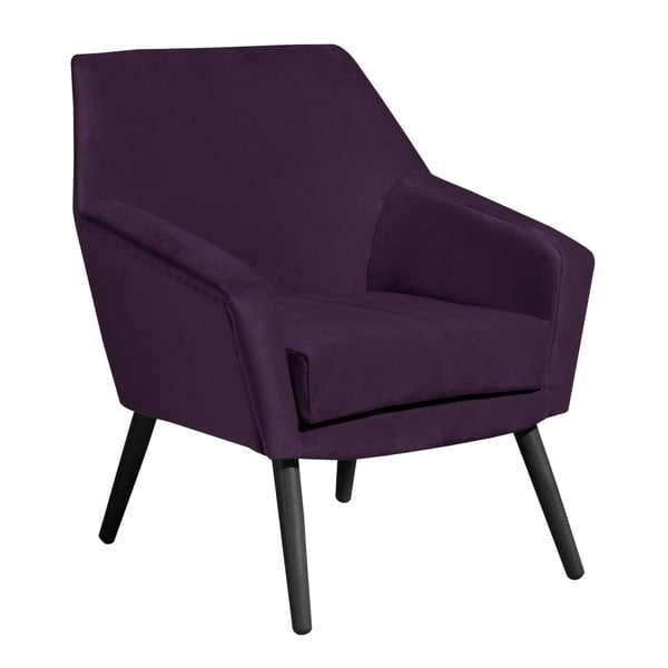 Violets samta krēsls ar melnām kājām Max Winzer Alegro