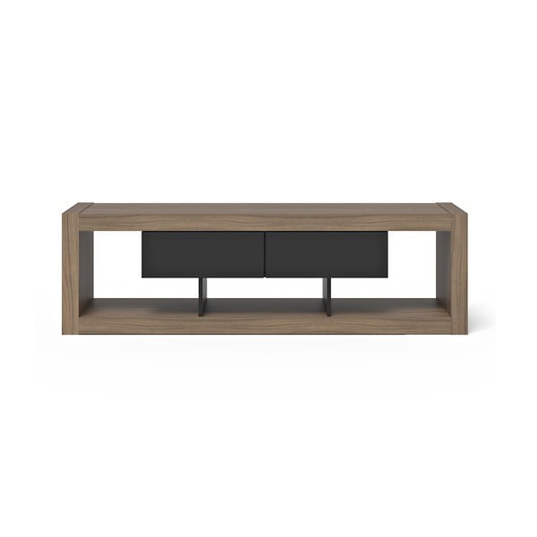 Melns/brūns TV galdiņš ar riekstkoka imitāciju 175x52 cm Nara – TemaHome