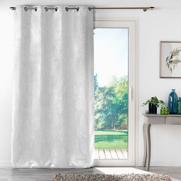 Balts samta gaismu necaurlaidīgs aizkars 135x280 cm Melodie – douceur d'intérieur-image-2