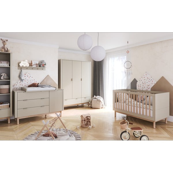 Bēša zema bērnu kumode 144,5x52 cm Miloo – Pinio-image-1