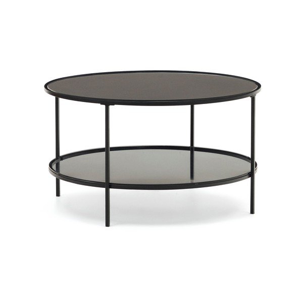 Melns apaļš žurnālgaldiņš ar stikla galda virsmu ø 80 cm Gilda – Kave Home
