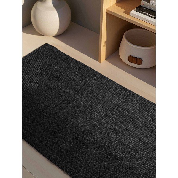 Melns divpusējs/ar rokām darināts džutas celiņa paklājs 80x200 cm Juno – Hanse Home-image-2