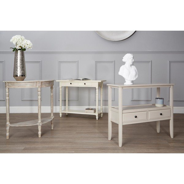 Ziloņkaula krāsas priedes masīvkoka konsoles galds 35x96 cm Heritage – Premier Housewares-image-3