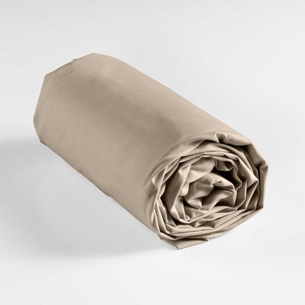 Gaiši brūns kokvilnas palags ar gumiju 180x200 cm Lina – douceur d'intérieur-image-4