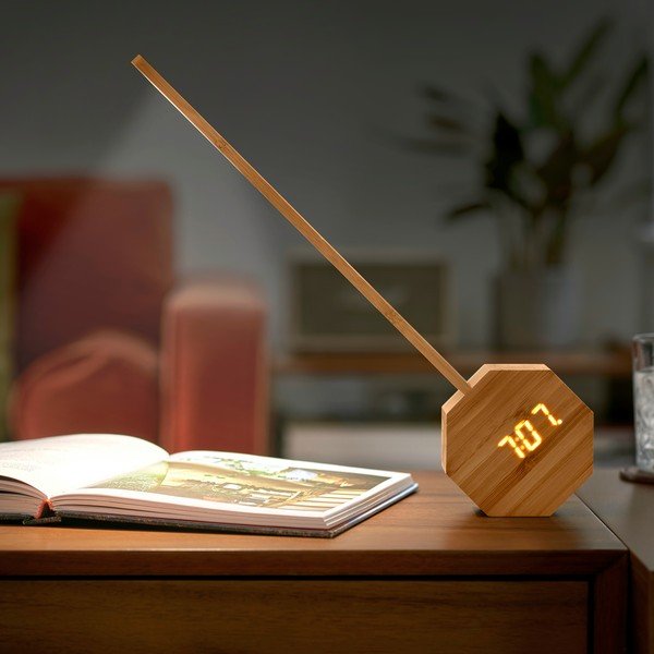 Dabīga toņa bambusa LED galda lampa (augstums 39,5 cm) Octagon One – Gingko-image-1